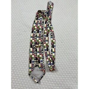 BATTAGLIA BEVERLY HILLS Abstract‎ Colorful Silk Tie 59"L 4"W Made in Italy